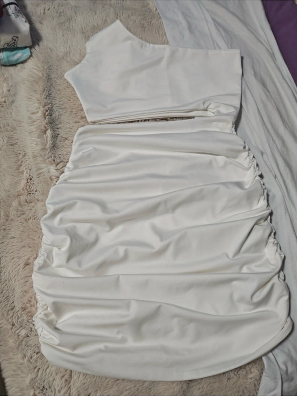 SHEIN White Ruched Mini Skirt
